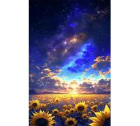 Puzzle 300 Pièces pour Adultes 35x25cm - Tournesols Ciel Étoilé - avec Lettres et Poster de Référence - Activité Relaxation et Défi - Décoration Murale - Cadeau pour Hommes et Femmes