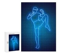 Puzzle 300 pièces pour adultes Kick Boxing Neon Puzzle pour Adultes Jeu d'ingéniosité Cadeau d'anniversaire Aide à l'exercice du cerveau 300 pièces