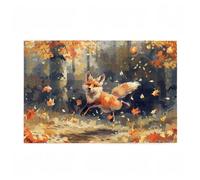 Puzzle 300 Pieces Renard Puzzle Automne 300 Pièces Grand Adultes Difficile Jigsaw en Bois Avec Boîte Cadeau, Challenge Impossible Créatif Jeu pour Adulte, Decoration Maison, Cadeau Femme 38x26cm D-144