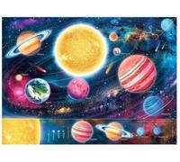 Puzzle 300 Pieces XXL systeme Solaire, 49x36cm - Espace, planetes, Astronomie - des 9 Ans - Set Jeu educatif Enfant avec Carte