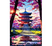 Puzzle 3000 Pièces Adulte Été Pagode Paysage - Puzzle Classique Grand Format 122x81 cm - Jeu de Patience et d'Adresse en Famille - Idée Cadeau et Magnifique Décoration Murale