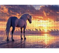 Puzzle 3000 Pieces Adultes, Challenge Casse-Tête Difficile, Format 122 x 81 cm, Puzzle Bois Coloré pour Détente, Jeu de Société Famille, Impossible Classique Jigsaw Puzzles Plage Cheval f0-269