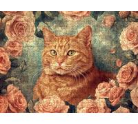 Puzzle 3000 Pieces Adultes, Challenge Casse-Tête Difficile, Format 122 x 81 cm, Puzzle Bois Coloré pour Détente, Jeu de Société Famille, Impossible Classique Jigsaw Puzzles Fleur Chat f0-399