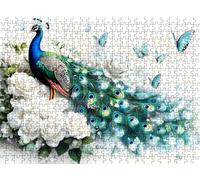 Puzzle 3000 Pieces Adultes, Challenge Casse-Tête Difficile, Format 122 x 81 cm, Puzzle Bois Coloré pour Détente, Jeu de Société Famille, Impossible Classique Jigsaw Puzzles Paon Fleur-3 f0-577