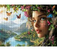 Puzzle 3000 Pieces Adultes, Challenge Casse-Tête Difficile, Format 122 x 81 cm, Puzzle Bois Coloré pour Détente, Jeu de Société Famille, Impossible Classique Jigsaw Puzzles Femme Papillon f0-817