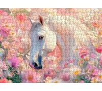 Puzzle 3000 Pieces Adultes, Challenge Casse-Tête Difficile, Format 122 x 81 cm, Puzzle Bois Coloré pour Détente, Jeu de Société Famille, Impossible Classique Jigsaw Puzzles Fleur Cheval-2 f0-355