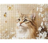 Puzzle 3000 Pieces Adultes, Challenge Casse-Tête Difficile, Format 122 x 81 cm, Puzzle Bois Coloré pour Détente, Jeu de Société Famille, Impossible Classique Jigsaw Puzzles Papillon Chat f0-329