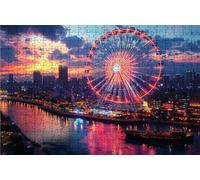 Puzzle 3000 Pieces Adultes Grande Roue, Puzzle 3000 Pièces Bois DIY Adulte Bateau, Puzzle Classiques Compact Box pour Tableau Decoration Murale Cadeau Femme 120 x 80 cm RXPT-1018