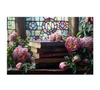 Puzzle 3000 Pièces Adultes, Puzzle Livre Magique pour Adulte, Grand Puzzles Bois avec Boite Cadeau 122x81cm, Jeu de Concentration pour Adultes, Decoration Noel, Cadeau Femme, Thème: Pivoine, J-49