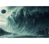 Puzzle 3000 Pieces Adultes Tsunami, Puzzle 3000 Pièces Bois DIY Adulte Ville, Puzzle Classiques Compact Box pour Tableau Decoration Murale Cadeau Femme 80x120 CM RXPT-232