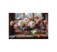 Puzzle 3000 Pieces Adultes Vase Puzzle 3000 Pieces Bois Rebord de fenêtre, Puzzles Classiques pour Toute la Famille Réunie, Puzzles Adulte pour Printemps Decoration Murale 80 x 120Cm LZPT-01828