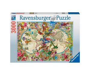 Puzzle 3000 pièces - Carte de la Faune et de la Flore des Cinq Continents