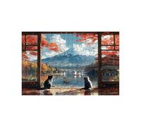 Puzzle 3000 Pieces Chat Puzzle 3000 Pieces Adultes Mont Fuji, DIY Bois Puzzles Adulte avec Boîte en Papier Coloré, Puzzles Classiques 80 x 120cm pour Soulager Le Stress Decoration Murale LZPT-02249