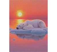 Puzzle 3000 Pièces, Coucher de Soleil & Ours Blanc Puzzle en Bois 1T#2550