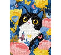 Puzzle 3000 Pièces, Fleur & Chat Puzzle en Bois Durable 1T#1836 | Puzzle en Bois, Découpe de Précision, Encres aux Couleurs Vives, Loisir Relaxant, Décoration Intérieure, Cadeau, 87x111cm