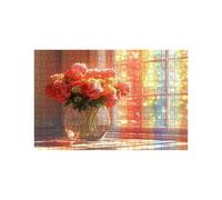 Puzzle 3000 Pieces Fleur Puzzle 3000 Pieces Adultes Rebord de fenêtre, DIY Bois Puzzles Adulte avec Boîte en Papier Coloré, Puzzles 80 x 120CM pour Soulager Le Stress Decoration Murale LZPT-03189
