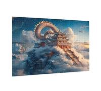 Puzzle 3000 Pièces Japon Puzzle Adultes Dragon Motif avec avec Boîte Cadeau, DIY Wooden Puzzl Enjoy Activités de défi Familial pour Tableau Decoration Murale, Cadeau Homme/Femme 81 x 122 cm -986Y