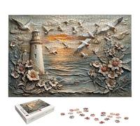 Puzzle 3000 Pièces Phare, Puzzle 3000 Pièces pour Adultes et Enfants à Partir de 14 Ans, Fleur Puzzles Bois avec Une Boîte d'Emballage Exquise, Puzzles pour Décoration Murale, Idee Cadeau Femme, -5166