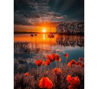 Puzzle 3000 Pièces pour Adultes 122x81cm - Fleurs Lac Coucher Soleil - Casse-Tête de Défis et Relaxation - Décoration Murale Artistique pour Hommes et Femmes