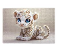 Puzzle 3000 Pièces, Puzzle 3000 Pièces Adultes en Bois, Bricolage Jeu Éducatif avec Boite Cadeau pour Adultes, Bois Épais et Résistant, Puzzles pour Décor, Cadeau Femme Homme, Thème: Tigre Blanc, Z-77