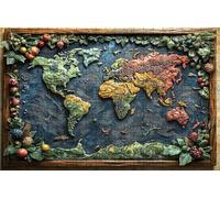 Puzzle 3000 Pieces, Puzzle Adultes 3000 Pièces Carte du Monde, Puzzles Classiques Bois 120 x 80CM Paysage, Exquisite Papierboxverpackung, Tragbarer Netzbeutel Geeignet für Die ganze Familie RXPT-435