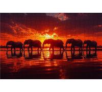Puzzle 3000 Pieces, Puzzle Adultes 3000 Pièces Coucher De Soleil, Puzzles Classiques Bois 80 x 120CM éLéPhant, Exquisite Papierboxverpackung, Tragbarer Netzbeutel Geeignet Ganze Familie RXPT-8689