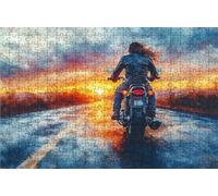 Puzzle 3000 Pieces, Puzzle Adultes 3000 Pièces Moto, Puzzles Classiques Bois 120 x 80CM Coucher De Soleil, Exquisite Papierboxverpackung, Tragbarer Netzbeutel Geeignet für Die ganze Familie RXPT-8211