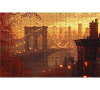Puzzle 3000 Pieces, Puzzle Adultes 3000 Pièces New York, Puzzles Classiques Bois 80x120 cm Pont, Exquisite Papierboxverpackung, Tragbarer Netzbeutel Geeignet für Die ganze Familie Cadeau RXPT-7117