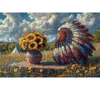 Puzzle 3000 Pieces, Puzzle Adultes 3000 Pièces Tournesol, Puzzles Classiques Bois 80 x 120 CM Indien, Exquisite Papierboxverpackung, Tragbarer Netzbeutel Geeignet für Die ganze Familie RXPT-10325
