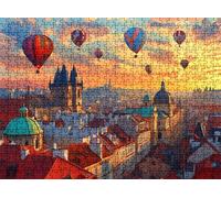 Puzzle 3000 pièces, Puzzle Impossible Adultes 122 x 81 cm, Impression Haute Définition, Jeux Éducatifs, Puzzles Bois Anti-Stress pour Toute la Famille, Décor Murale, Ville montgolfière w0-59