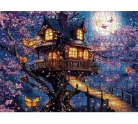 Puzzle 3000 pièces, Puzzle Impossible Adultes 122 x 81 cm, Impression Haute Définition, Jeux Éducatifs, Puzzles Bois Anti-Stress pour Toute la Famille, Décor Murale, rêve cabane Arbres w0-625