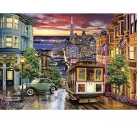 Puzzle 3000 Pieces san Francisco, Etats Unis USA - geant 119x85cm - Coucher de Soleil, Ville, Cable Car - Set Puzzle Adulte et Carte