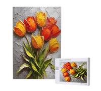 Puzzle 3000 Pieces Tulipe Grand Puzzle Classiques en Bois pour Adultes, Jeux Amusants/Colorés/Impossible/Difficiles, Cadeau d'anniversaire de Festivals pour la Famille Amis - Couleur Orange 2T-1529