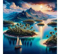 Puzzle 35 pièces Paysage d'île Tropicale,Puzzles pour Adultes Jeux d'activités Familiales,Puzzle à Faire Soi-même pour Décoration Murale de la Maison