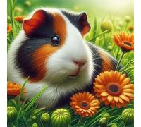 Puzzle 35 pièces pour Adulte,Cochon d'Inde Marguerite Jaune 12x12 cm DIY De Puzzle,Divertissement créatif,Jeux éducatifs à défis Puzzles pour Toute la Famille