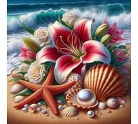 Puzzle 35 pièces pour Adulte,Coquillages de nénuphars de Plage 12x12 cm DIY De Puzzle,Divertissement créatif,Jeux éducatifs à défis Puzzles pour Toute la Famille
