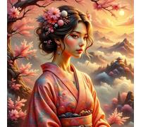 Puzzle 35 pièces pour Adulte,Femmes du Paysage Japonais 12x12 cm DIY De Puzzle,Divertissement créatif,Jeux éducatifs à défis Puzzles pour Toute la Famille