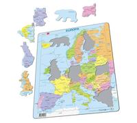 Larsen Puzzle éducatif A8 – Carte politique de l'Europe 37 pièces avec cadre – Éd. allemande