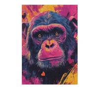 Puzzle 38x26cm/1000pcs Colorful Chimpanzee Portrait Puzzles pour Adultes, Jouets, Décoration Murale, Cadeaux pour Femmes, Cadeaux Uniques pour Un Anniversaire Et Noël 38x26cm/1000pcs