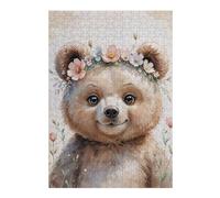 Puzzle 38x26cm/1000pcs Cute Bear with Flowers Watercolor Puzzle pour Adultes - Jouet Anti-Stress - Décoration Idéale Et Cadeau Parfait pour Toute La Famille 38x26cm/1000pcs