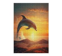 Puzzle 38x26cm/1000pcs Dolphins Jumping Puzzles pour Adultes, Jeux De Famille, Assemblage De Motifs, Idéal comme Cadeau pour Toute La Famille 38x26cm/1000pcs