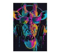 Puzzle 38x26cm/1000pcs Giraffe DJ Headphones Art Print Puzzles pour Adolescents : Jeux Pratiques D'analyse Et De Logique, Parfaits comme Cadeaux pour Toute La Famille 38x26cm/1000pcs