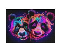 Puzzle 38x26cm/1000pcs Neon Panda Duo Vibrant Artwork Puzzle Anti-Stress, Jouet Amusant Et Humoristique, Idéal en Cadeau pour Toute La Famille 38x26cm/1000pcs