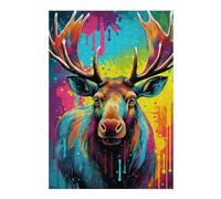 Puzzle 38x26cm/1000pcs pour Adolescentes Colorful Moose Portrait-7 Jeux De Puzzle Relaxants, Amusants Et Humoristiques, Difficiles Et Stimulants 38x26cm/1000pcs