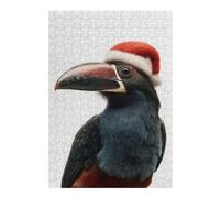 Puzzle 38x26cm/1000pcs pour Adolescentes Festive Toucanet Bird with Santa Hat Puzzles pour Adolescentes - Jeux Relaxants pour Toute La Famille - Anniversaire, Noël 38x26cm/1000pcs