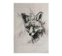 Puzzle 38x26cm/1000pcs pour Adolescentes Fox Head in Charcoal Puzzles pour Adolescentes - Jeux Relaxants pour Toute La Famille - Anniversaire, Noël 38x26cm/1000pcs