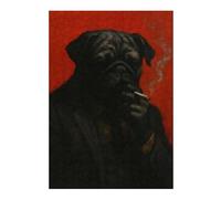 Puzzle 38x26cm/1000pcs pour Adolescentes Smoking Pug Portrait Puzzles pour Adolescentes - Jeux Relaxants pour Toute La Famille - Anniversaire, Noël 38x26cm/1000pcs