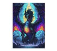 Puzzle 38x26cm/1000pcs pour Adolescentes Stained Glass Dragon with Colorful Wings Puzzles pour Adolescentes - Jeux Relaxants pour Toute La Famille - Anniversaire, Noël 38x26cm/1000pcs