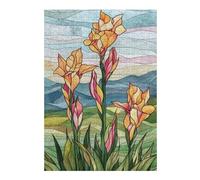 Puzzle 38x26cm/1000pcs pour Adolescentes Stained Glass Flowers Puzzles pour Adolescentes Jeux Relaxants Décoration Parfaite Cadeaux Anti-Stress 38x26cm/1000pcs