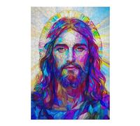 Puzzle 38x26cm/1000pcs pour Adolescentes Stained Glass Jesus Puzzles pour Adolescentes Jeux Relaxants Décoration Parfaite Cadeaux Anti-Stress 38x26cm/1000pcs